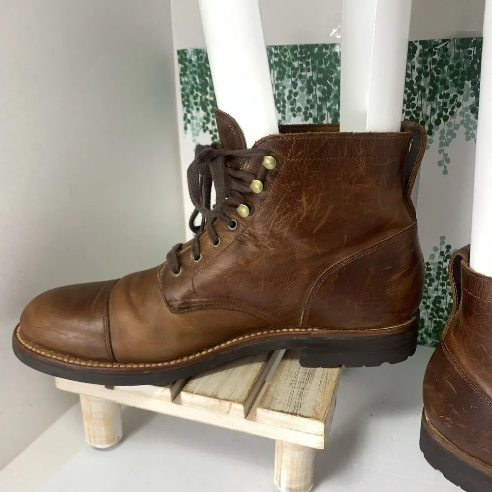 J. Crew Burnished Brown Leather Goodyear F4446 Welt Men’s Boots Size 9